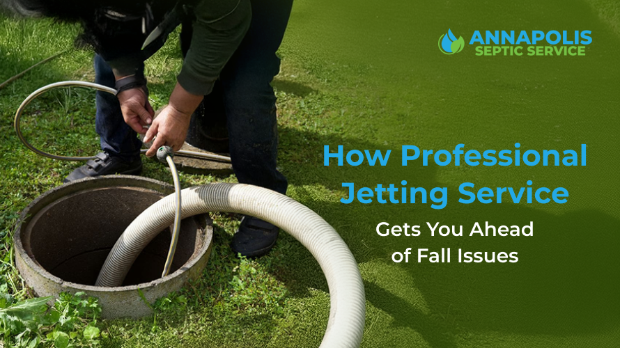 high-pressure jetting equipment in action on a septic tank system