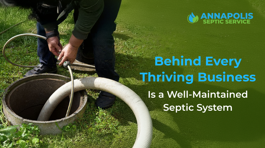 Technicians inspecting a commercial septic system at an Annapolis business
