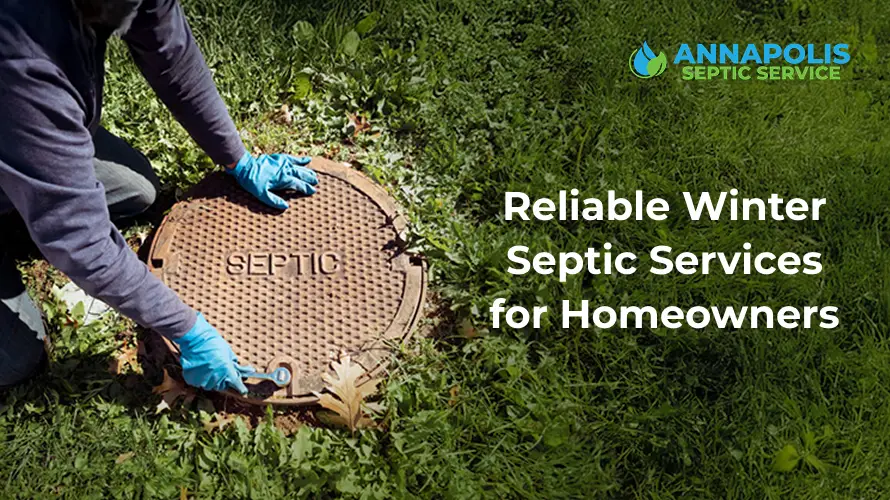 Technician inspecting and jetting residential septic system