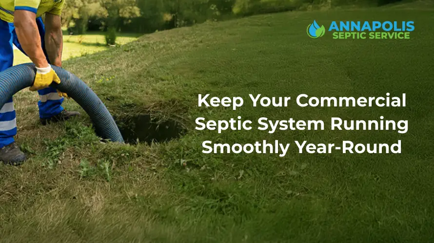 Professional inspecting a commercial septic system with pumps and pipes